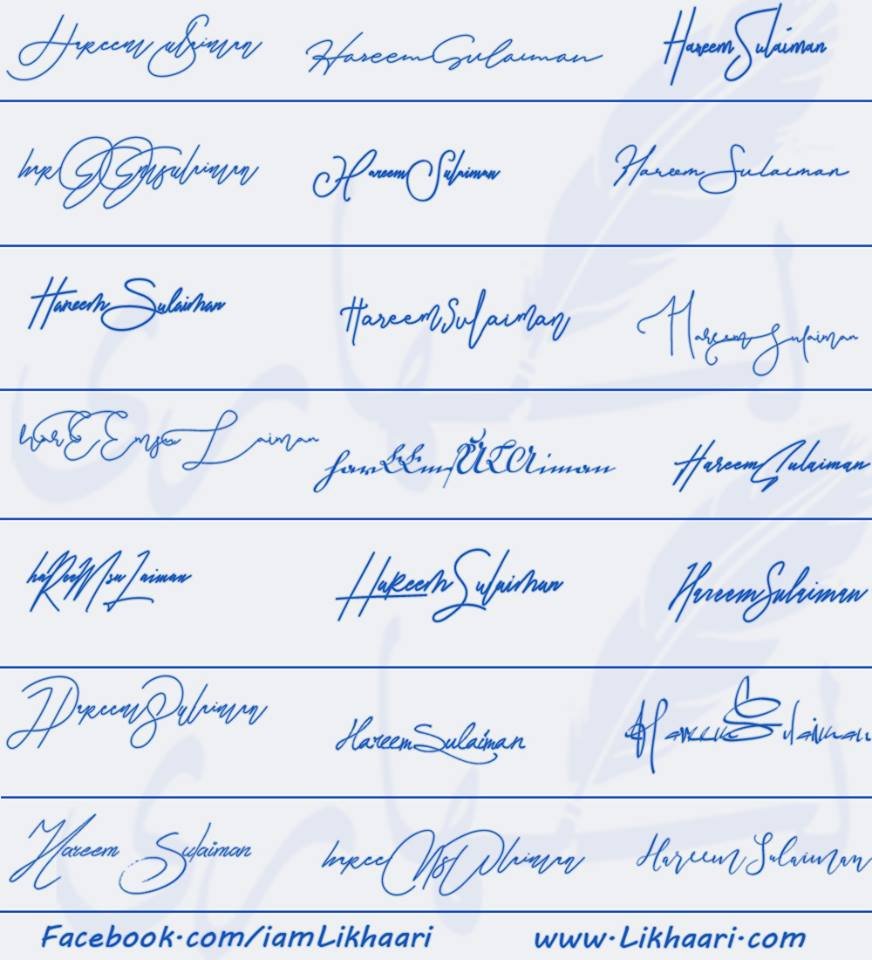 Signatures for Hareem Sulaiman