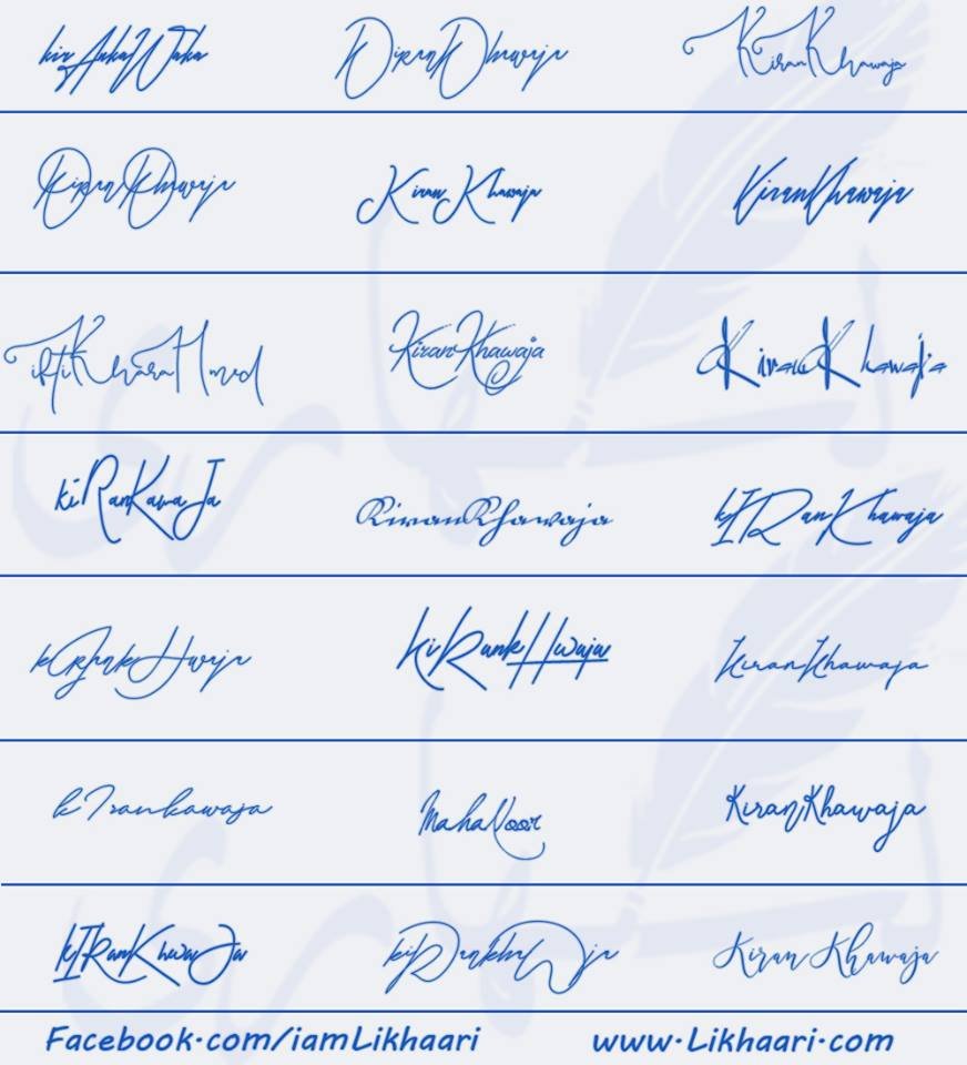 Signatures for Kiran Khawaja