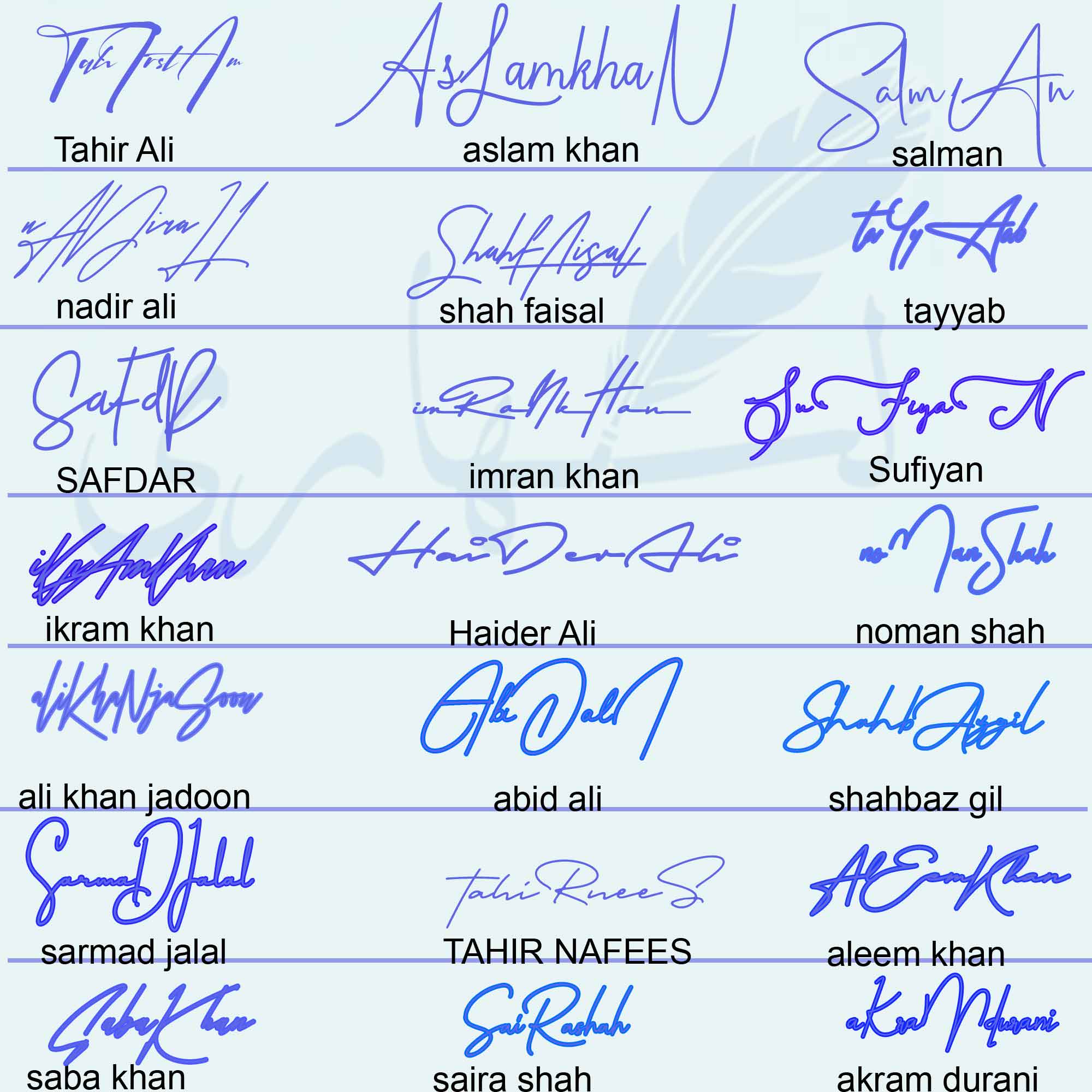 21 Different Names Handwritten Signatures - Likhari Signature