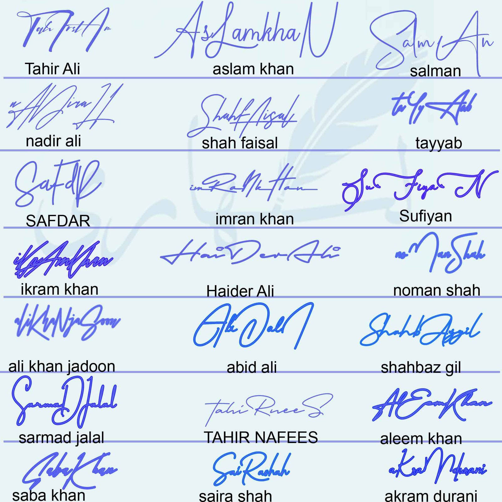 20 Different Names Handwritten Signatures - Likhari Signature