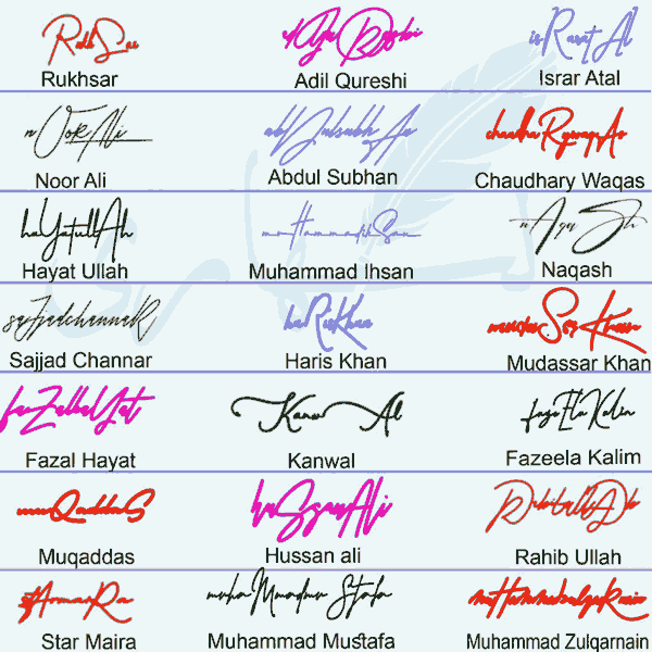 Handwritten Different Name Signature Collection - Likhari Signature